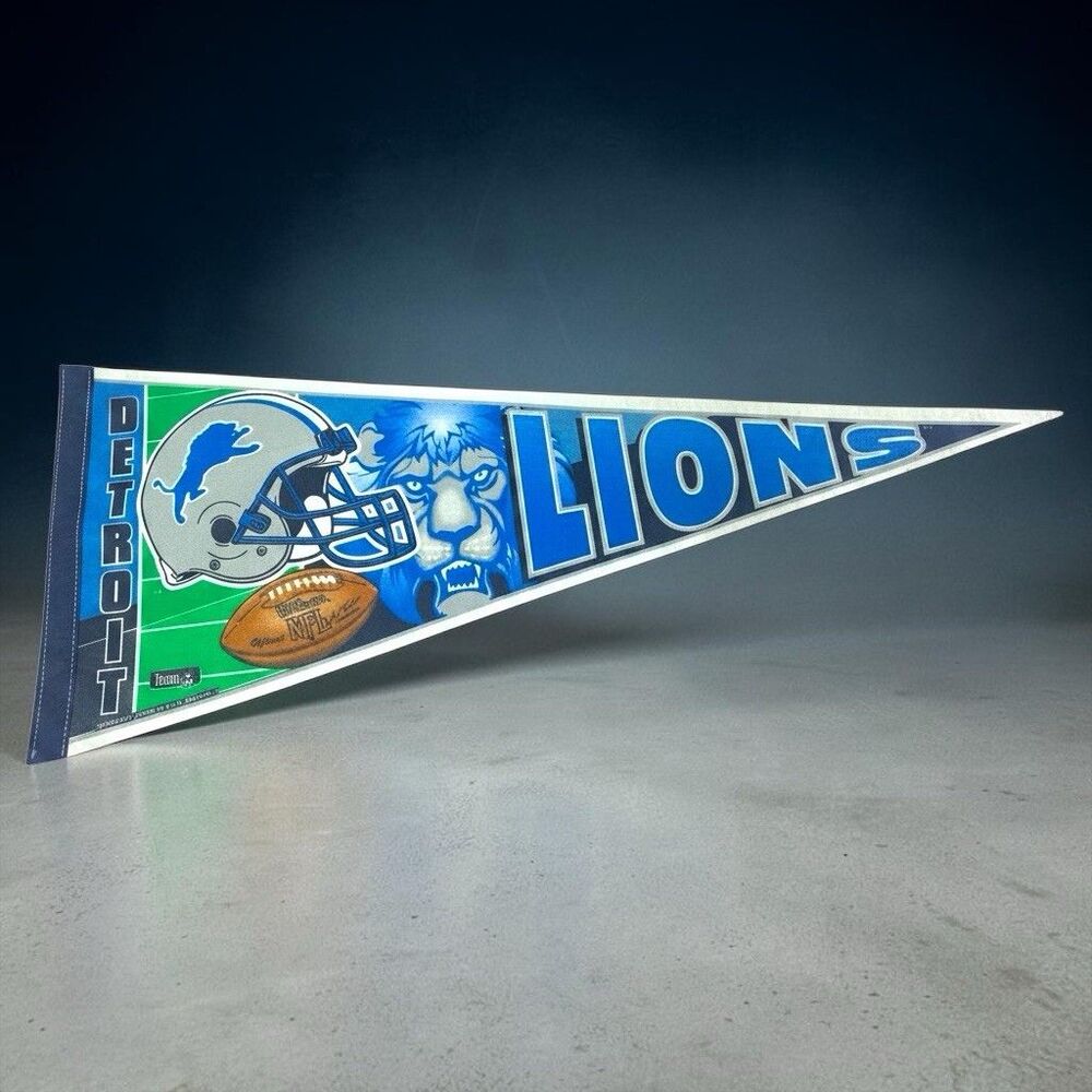 NFL Detroit Lions Vintage 90's Football Pennant Helmet Mascot 30x12